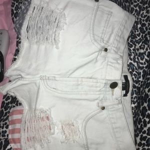 White high wasted flag shorts
